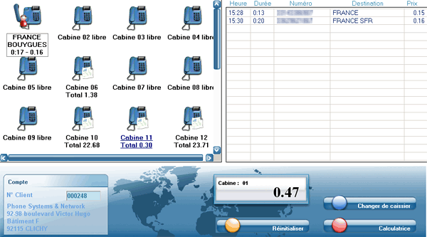 écran du logiciel IP Cash