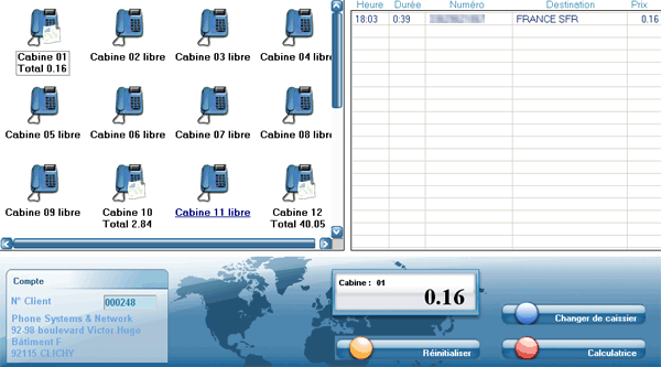 écran du logiciel IP Cash