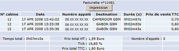 écran du logiciel IP Cash